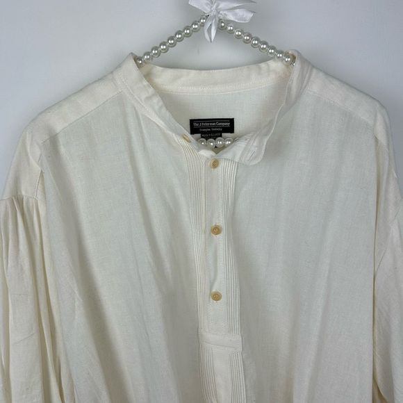 J. Peterman poet shirt band collar cream size XL men’s - Picture 7 of 10